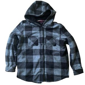 REALTREE Women's Black Gray Plaid Flannel Hooded Jacket Size Large